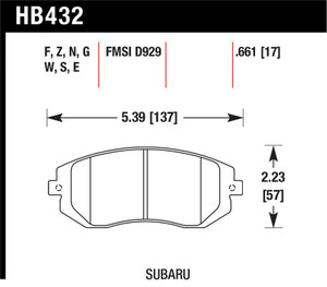 Hawk 03-05 WRX / 08 WRX D929 Performance Ceramic Street Front Brake Pads