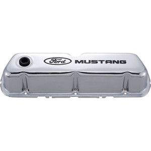 Ford Mustang Logo Stamped Steel Chrome Valve Covers (302-100)