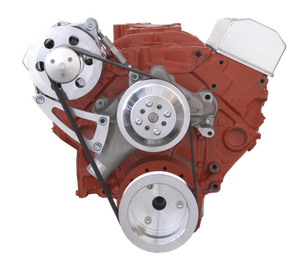 Chevy Small Block Serpentine Conversion - High Mount Alternator Only - Long Water Pump - Polished