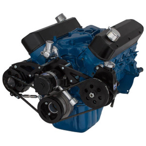 Ford 289-302-351W V-Belt System - Alternator & Power Steering with Electric Water Pump - Black