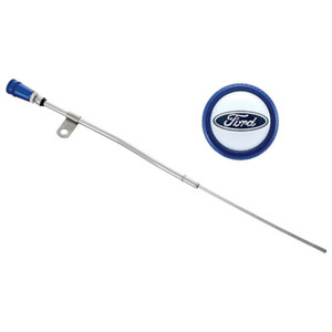 Dipstick Kit: Aluminum Anodized Handle, Embossed Ford Logo (302-400)