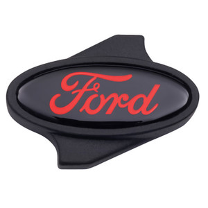 Black Finish Air Cleaner Nut: Red Ford Oval Logo (302-339)