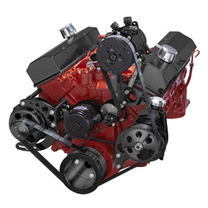 Chevy Small Block Serpentine Conversion - AC, Alternator & Power Steering, Electric Water Pump - Black
