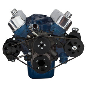 Ford 289-302-351W V-Belt System - Alternator & Power Steering, Shorty Water Pump - Black