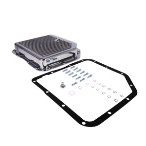 GM TH350 Finned Aluminum Transmission Pan, Stock Depth - Polished