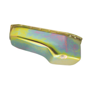 Chevy Small Block Passenger Side Dipstick Steel Oil Pan - Gold Zinc