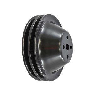 Chevy Small Block Double-Groove Steel Short Water Pump Pulley - Black