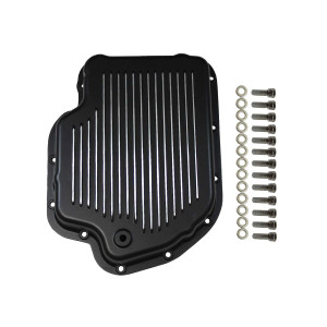 GM Turbo 400 Finned Aluminum Transmission Pan - Black