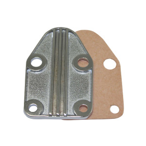 Chevy Small Block Finned Aluminum Fuel Pump Block-Off Plate