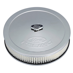 Air Cleaner Kit: Chrome, Ford Racing Emblem (302-350)
