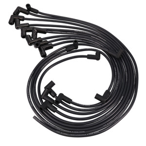 8.5mm Chevy Small Block Under Header Ignition Wires with 90° Ceramic Plug Boots - Black