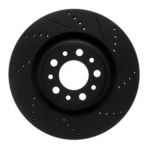R1 2017-2025 Alfa Romeo Stelvio Rear Right Drilled & Slotted Black Brake Rotor
