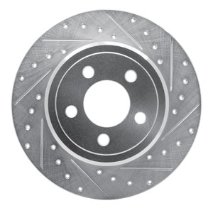 R1 2005-2023 Chrysler 300 Rear Right Drilled & Slotted Silver Brake Rotor