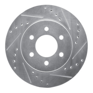 R1 1991-1996 Dodge Dakota 4WD Front Right Drilled & Slotted Silver Brake Rotor