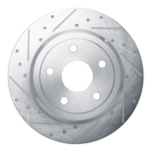 R1 2011-2022 Dodge Durango Rear Left Drilled & Slotted Silver Brake Rotor
