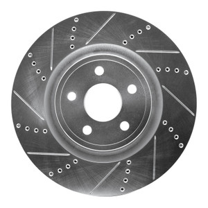 R1 2012-2025 Dodge Durango Front Left Drilled & Slotted Silver Brake Rotor