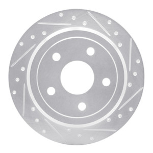 R1 2007-2018 Jeep Wrangler Rear Right Drilled & Slotted Silver Brake Rotor