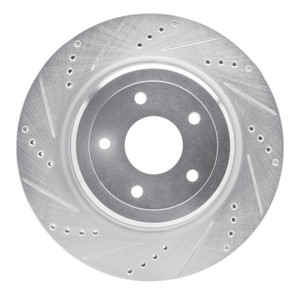 R1 2006-2013 Chevrolet Corvette Rear Left Drilled & Slotted Silver Brake Rotor