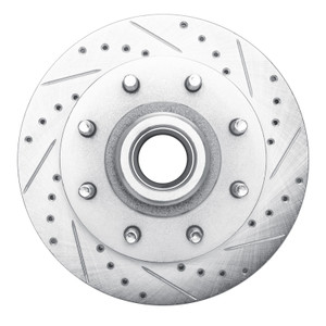 R1 1988-1996 Chevrolet C3500 Front Right Drilled & Slotted Silver Brake Rotor