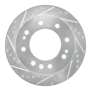 R1 2011-2025 Chevy Silverado 2500 HD/2500 HD Classic Front Left Drilled & Slotted Silver Brake Rotor