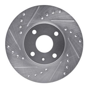 R1 1990-2003 Ford Escort Front Left Drilled & Slotted Silver Brake Rotor