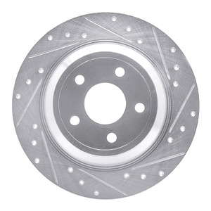 R1 2016-2025 Ford Bronco Sport Rear Right Drilled & Slotted Silver Brake Rotor