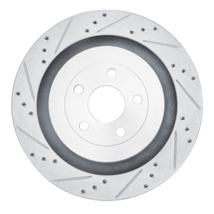 R1 2019-2024 Ford Edge Rear Left Drilled & Slotted Silver Brake Rotor