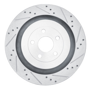 R1 2019-2024 Ford Edge Rear Right Drilled & Slotted Silver Brake Rotor