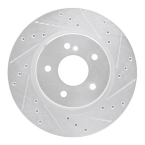 R1 1998-2009 Chrysler Crossfire Rear Right Drilled & Slotted Silver Brake Rotor