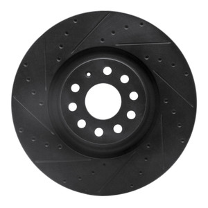 R1 2022+ Volkswagen GTI Mk 8 Front Left Drilled & Slotted Black Brake Rotor