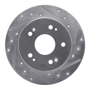 R1 06-15 Honda Civic Si Rear Right Drilled & Slotted Silver Brake Rotor