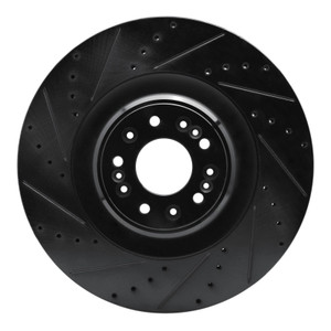 R1 17-22 Genesis G90 Front Left Drilled & Slotted Black Brake Rotor