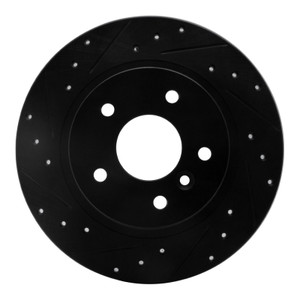 R1 94-04 Land Rover Discovery Rear Left Drilled & Slotted Black Brake Rotor