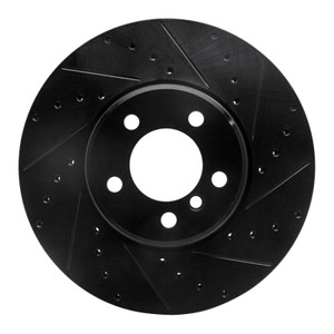 R1 03-05 Land Rover Range Rover Front Right Drilled & Slotted Black Brake Rotor