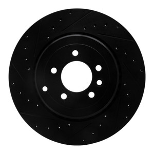 R1 10-13 Land Rover Range Rover Sport Rear Left Drilled & Slotted Black Brake Rotor