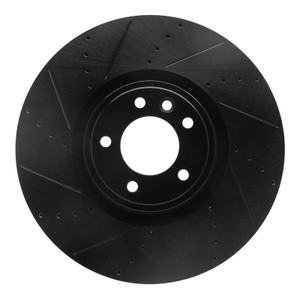 R1 18-25 Land Rover Defender 110 Front Left Drilled & Slotted Black Brake Rotor