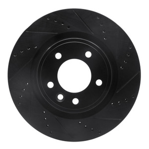 R1 18-20 Land Rover Range Rover Sport Rear Right Drilled & Slotted Black Brake Rotor