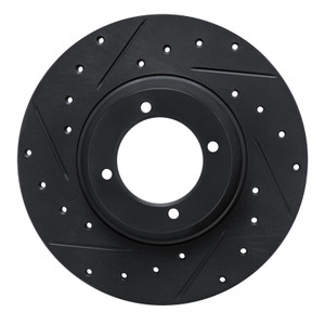 R1 61-76 Triumph TR4 Front Left Drilled & Slotted Black Brake Rotor