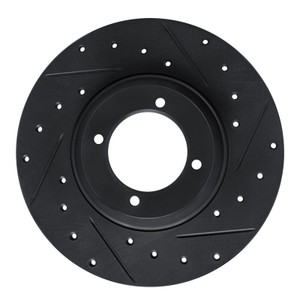 R1 61-76 Triumph TR250 Front Right Drilled & Slotted Black Brake Rotor