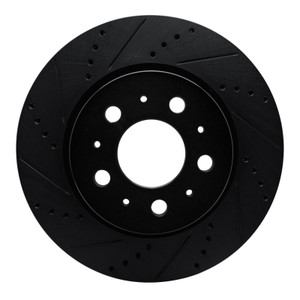 R1 17-25 Tesla Model 3 Front Left Drilled & Slotted Black Brake Rotor