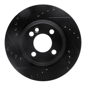 R1 02-08 Mini Cooper (Excl Clubman) Front Left Drilled & Slotted Black Brake Rotor