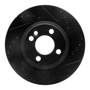 R1 02-08 Mini Cooper (Excl Clubman) Front Right Drilled & Slotted Black Brake Rotor