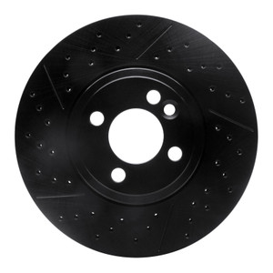R1 07-15 Mini Cooper Clubman Front Drilled & Slotted Black Brake Rotor