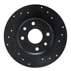 R1 90-93 Asuna SUNFIRE Rear Right Drilled & Slotted Black Brake Rotor