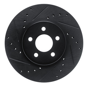 R1 89-95 Chrysler LeBaron Front Left Drilled & Slotted Black Brake Rotor