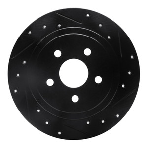 R1 88-95 Chrysler New Yorker Rear Right Drilled & Slotted Black Brake Rotor