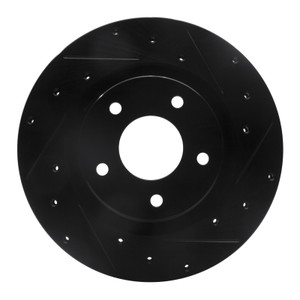 R1 07-25 Chrysler 200 Front Right Drilled & Slotted Black Brake Rotor