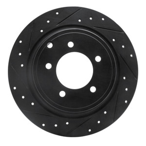 R1 07-17 Chrysler 200 Rear Left Drilled & Slotted Black Brake Rotor