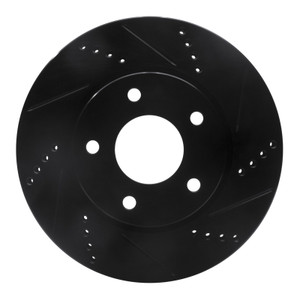 R1 07-17 Dodge CALIBER Front Right Drilled & Slotted Black Brake Rotor