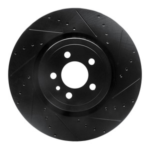 R1 14-23 Dodge Charger Front Right Drilled & Slotted Black Brake Rotor